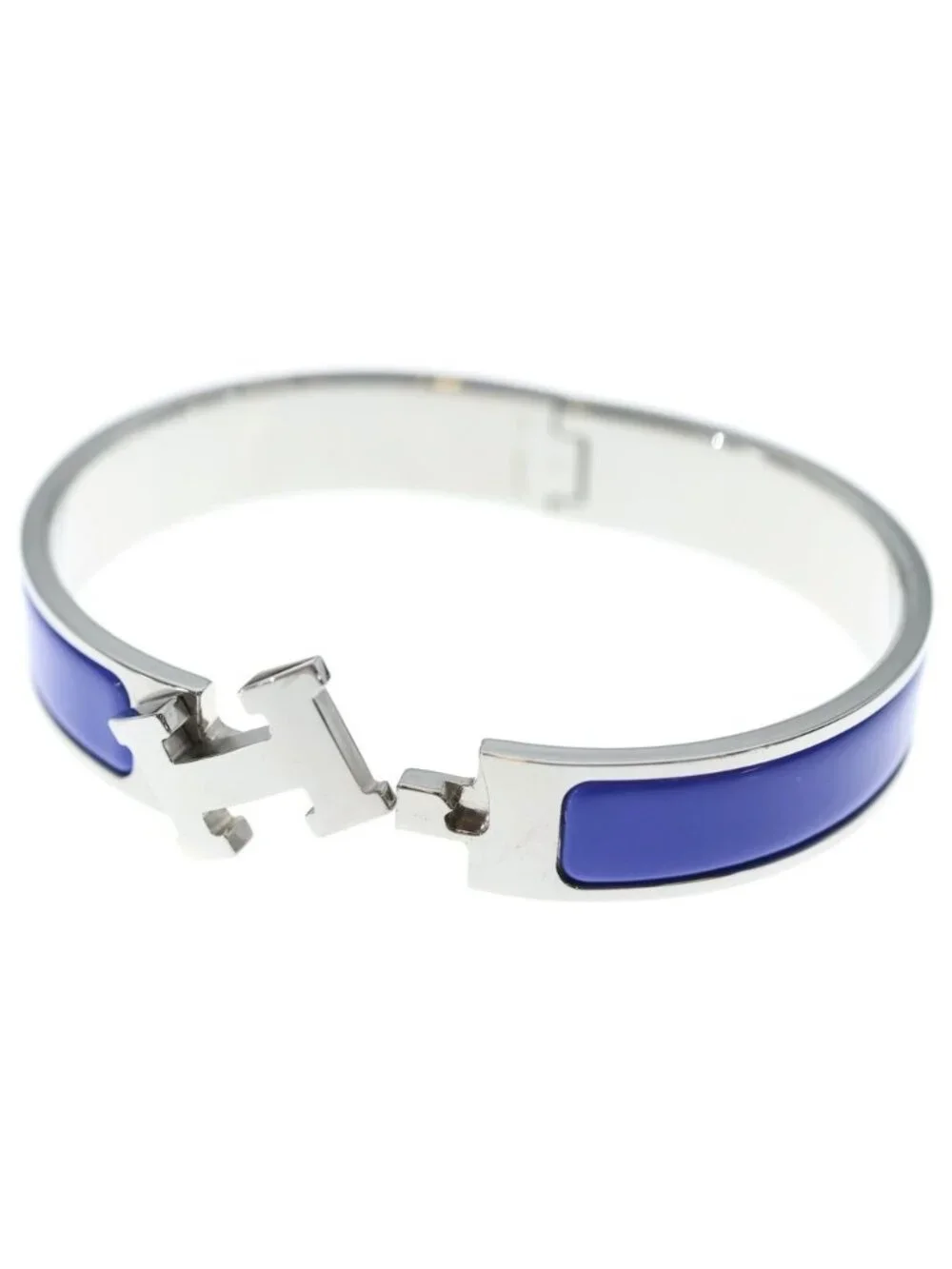 Hermes Clic Enamel P Buckle Bracelet Blue
